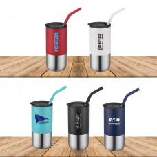 16 OZ Double Wall Tumbler with Straw