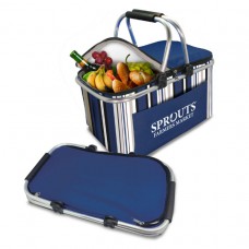 Striped Collapsible Insulated Picnic Basket