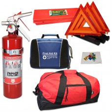 DOT Auto Emergency Kit with US Made Fire Extinguisher and Soft Pack ANSI First Aid Kit