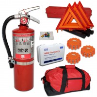 USKITS DOT Truck Kit with 5lb 3A40BC Fire Extinguisher and 3 LED Flares