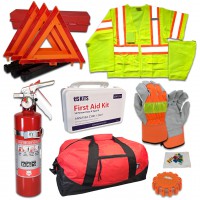 USKITS DOT Highway Truck Kit with Class 3 Vest with 2.5lb 1A10BC Fire Extinguisher and LED Flare