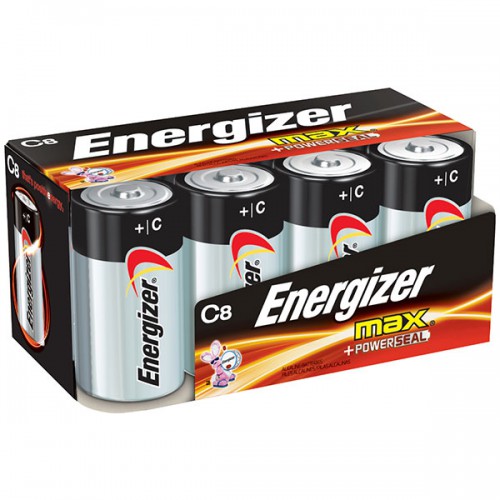 Energizer® Max® Alkaline C Batteries, Flatpack, 8 Pkg